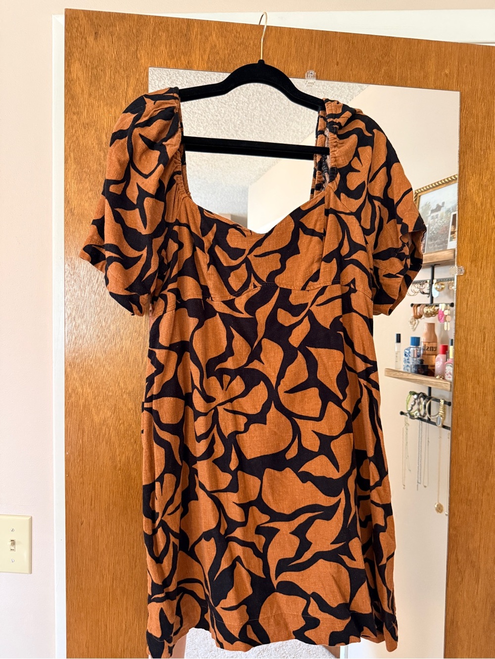 A New Day Floral Puff Sleeve Mini Dress Size L